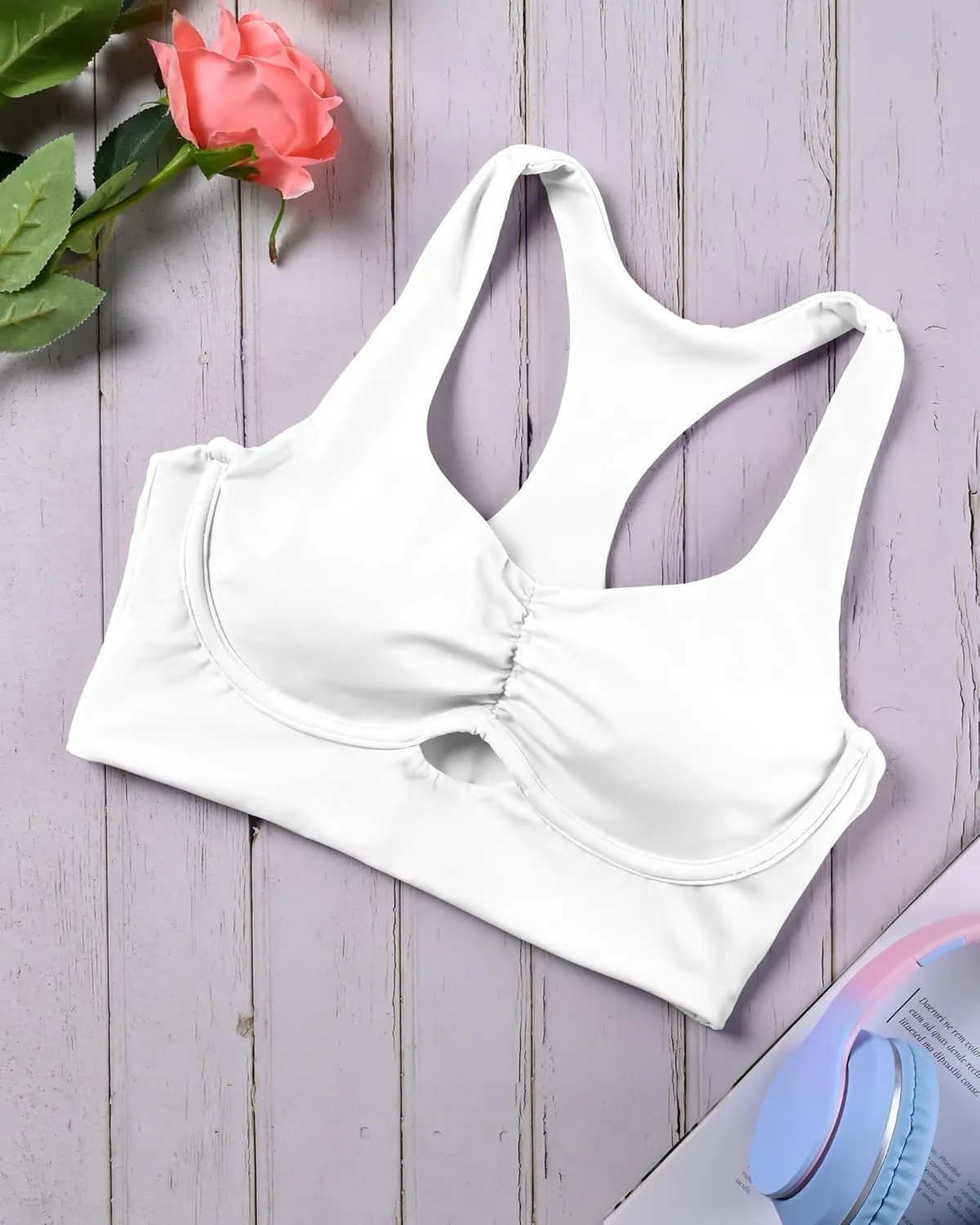 XUNYU Padded Sports Bras for Women Racer Back Workout Tank Tops with Built in Bras Longline Yoga Crop top Supportive