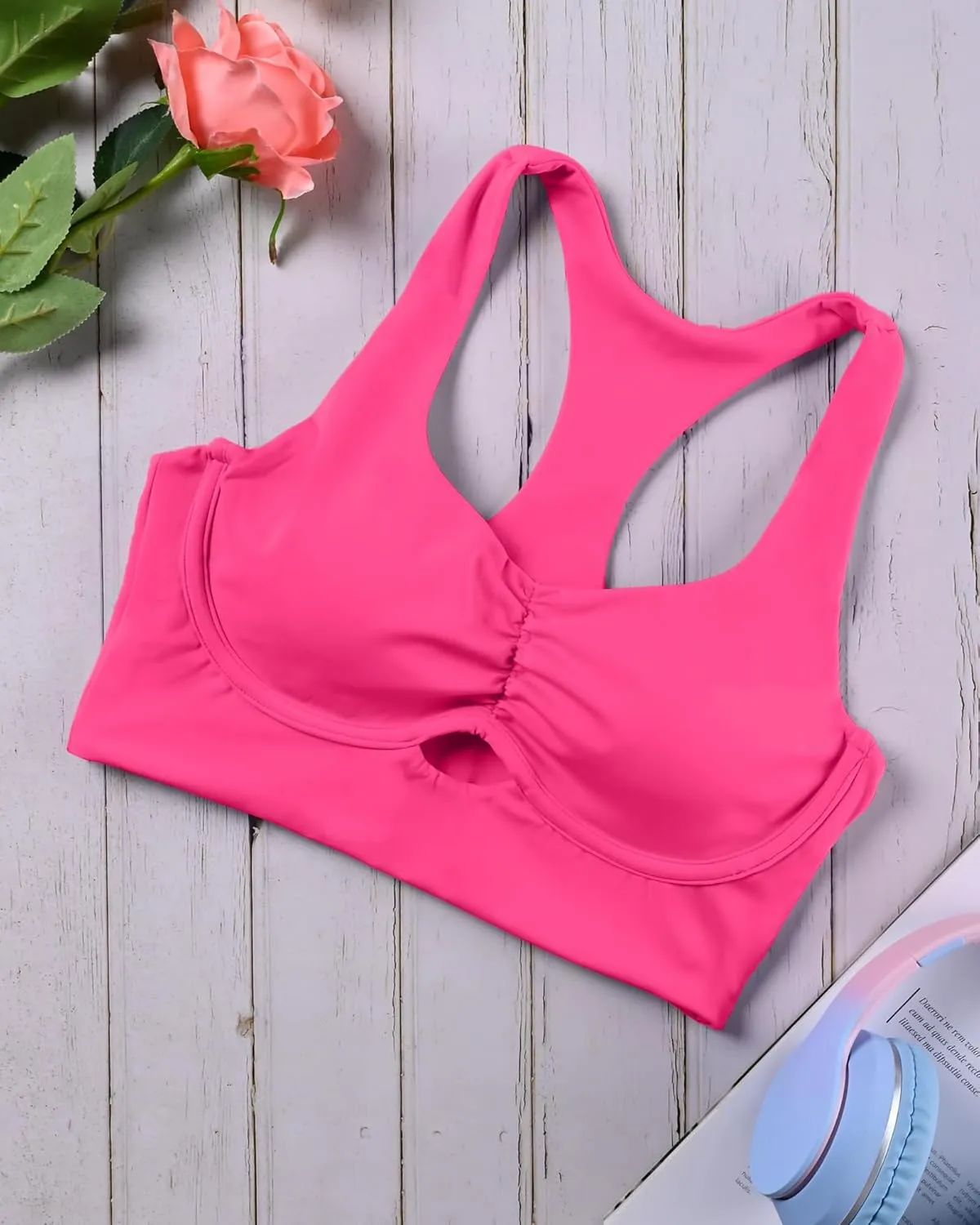 XUNYU Padded Sports Bras for Women Racer Back Workout Tank Tops with Built in Bras Longline Yoga Crop top Supportive
