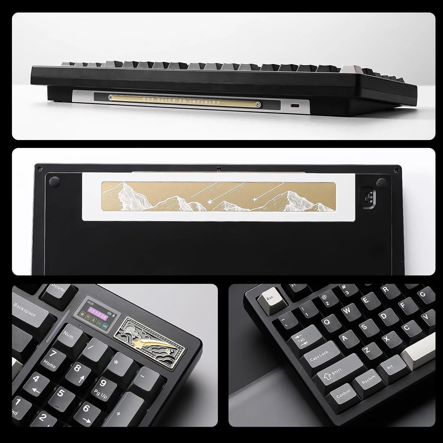YUNZII IF99 Wireless Mechanical Gaming Keyboard with Smart LCD Display, QMK/VIA Programmable BT/2.4G/USB-C Gasket Mounted Hot Swap RGB 96% Layout for Mac/Win (Black, Gateron Zero Switch)